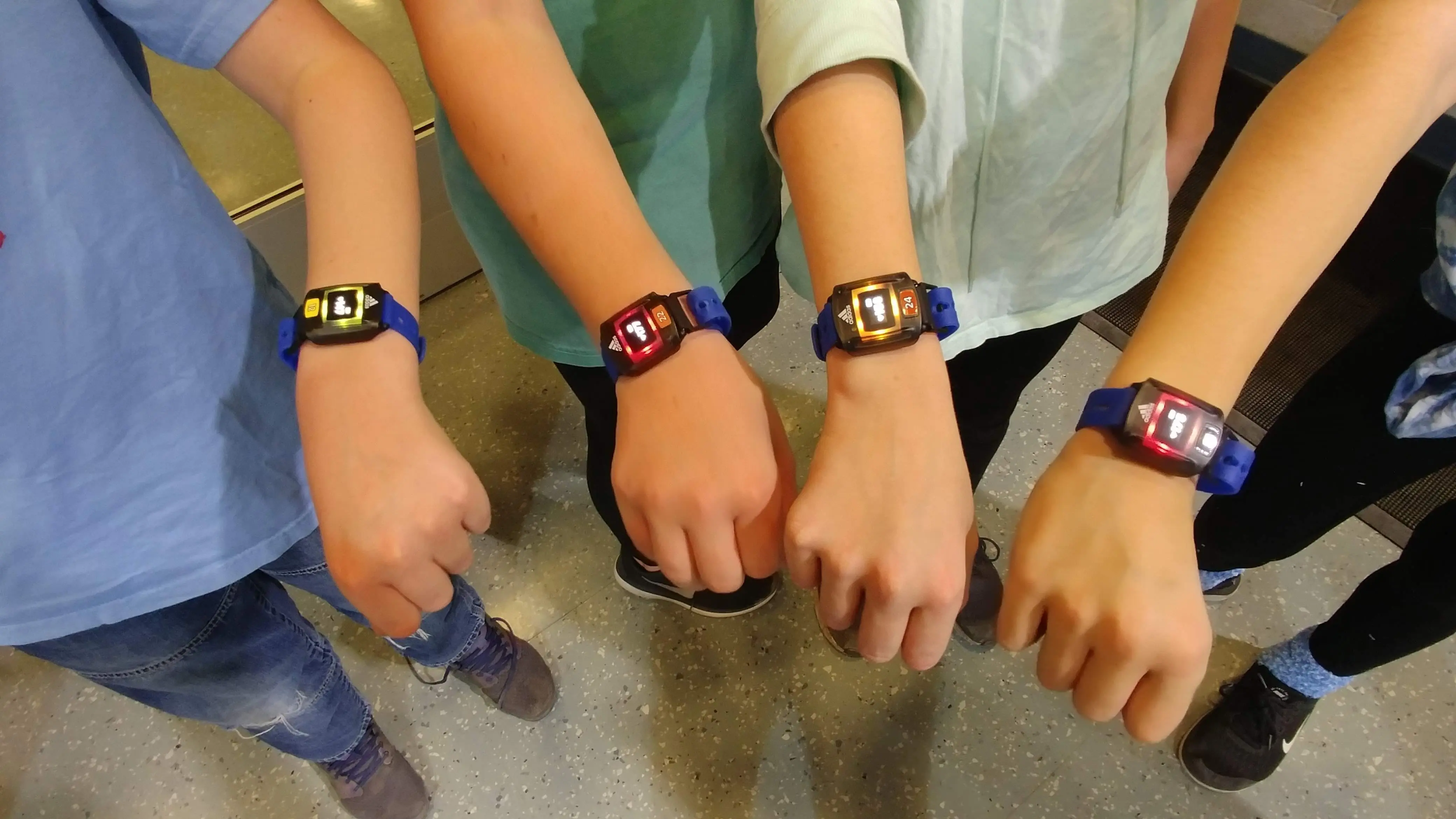 4 zone watches displayed on children's wrists