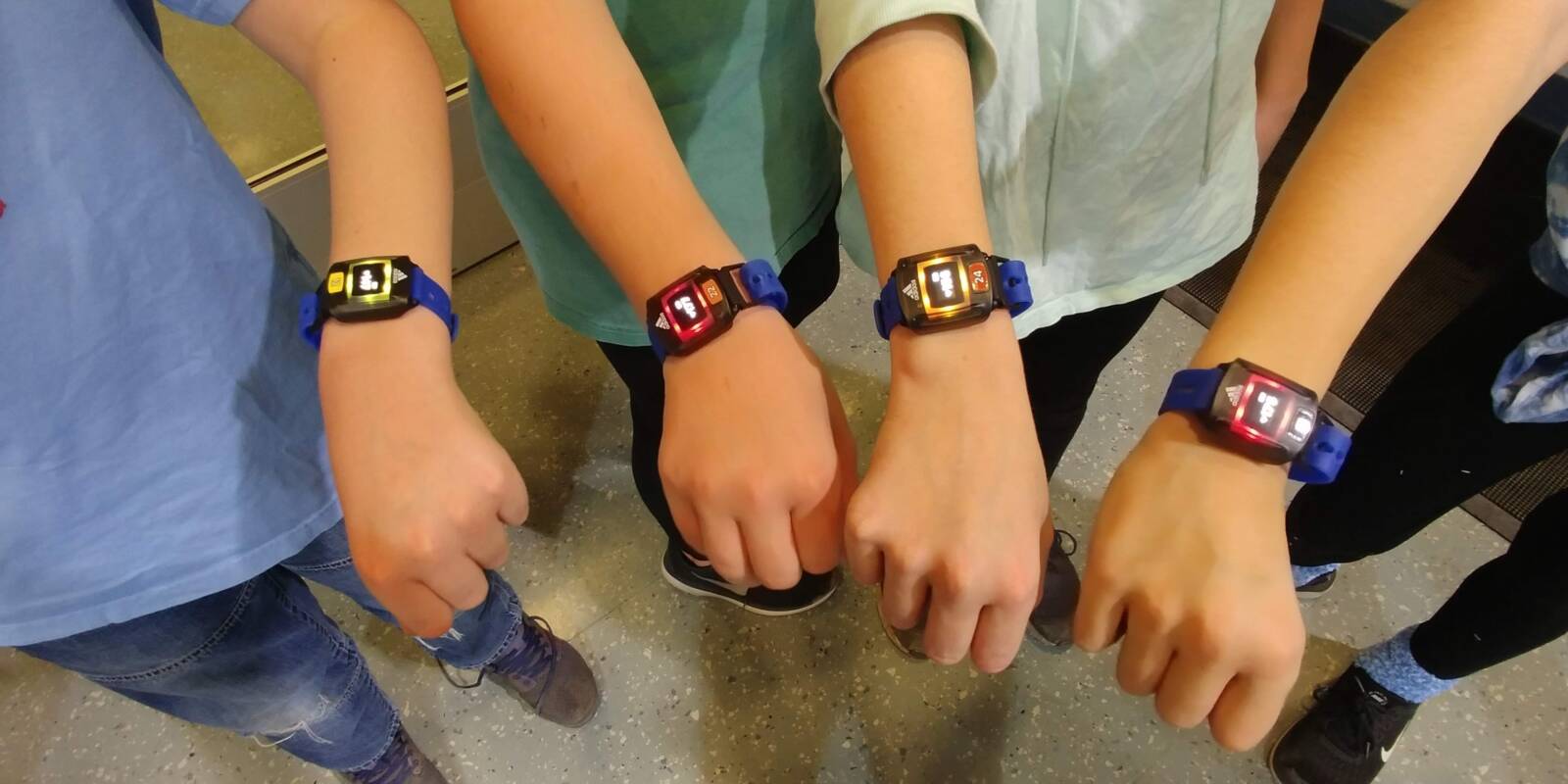 4 zone watches displayed on children's wrists